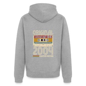 Vintage Geburtstag Original Geschenkidee 2004 - Unisex Premium Bio Zip Hoodie - Grau meliert - Hinten - Nico (187cm)