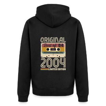 Vintage Geburtstag Original Geschenkidee 2004 - Unisex Premium Bio Zip Hoodie - Schwarz - Hinten - Nico (187cm)