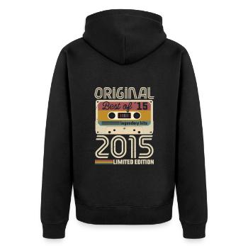 Vintage Geburtstag Original Geschenkidee 2015 - Unisex Premium Bio Zip Hoodie - Schwarz - Hinten - Nico (187cm)