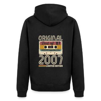 Vintage Geburtstag Original Geschenkidee 2007 - Unisex Premium Bio Zip Hoodie - Schwarz - Hinten - Nico (187cm)