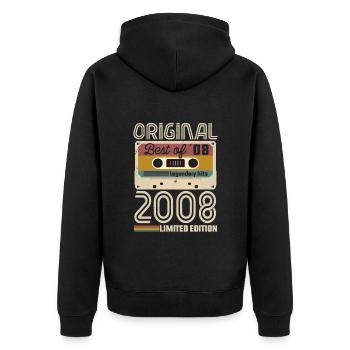 Vintage Geburtstag Original Geschenkidee 2008 - Unisex Premium Bio Zip Hoodie - Schwarz - Hinten - Nico (187cm)