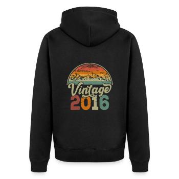Jahrgang 2016 - Unisex Premium Bio Zip Hoodie - Schwarz - Hinten - Nico (187cm)