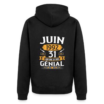 Juin 1992 31 Ans Que Je Suis Génial Anniversaire - Veste à capuche bio Premium Unisexe - noir - Dos - Nico (187cm)