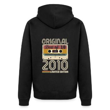 Vintage Geburtstag Original Geschenkidee 2010 - Unisex Premium Bio Zip Hoodie - Schwarz - Hinten - Nico (187cm)