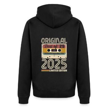 Vintage Geburtstag Original Geschenkidee 2025 - Unisex Premium Bio Zip Hoodie - Schwarz - Hinten - Nico (187cm)