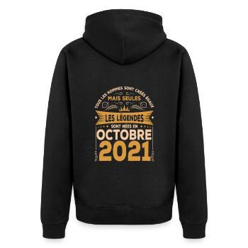Les Légendes Sont Nées En Octobre 2021 - Veste à capuche bio Premium Unisexe - noir - Dos - Nico (187cm)