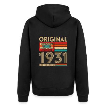 Original legendäre Hits Das Beste von 1931 - Unisex Premium Bio Zip Hoodie - Schwarz - Hinten - Nico (187cm)