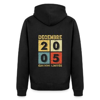Anniversaire Vintage Idée Cadeau Décembre 2005 - Veste à capuche bio Premium Unisexe - noir - Dos - Nico (187cm)