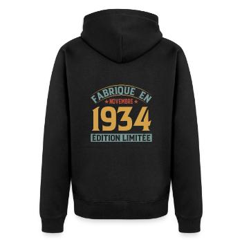 Fabriqué En Novembre 1934 Édition Limitée - Veste à capuche bio Premium Unisexe - noir - Dos - Nico (187cm)
