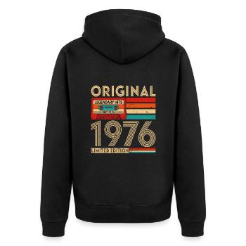 Original legendary hits Best of 1976 - Unisex Premium Organic Zip Hoodie - black - Back - Nico (187cm)