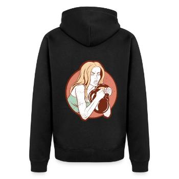 Bodybuilder Leg Day Girl Kettlebells Fitness - Unisex Premium Bio Zip Hoodie - Schwarz - Hinten - Nico (187cm)