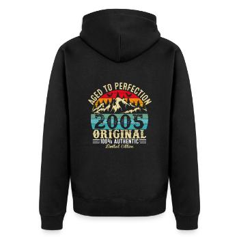 Aged to perfection 2005 Original - Unisex Premium Organic Zip Hoodie - black - Back - Nico (187cm)