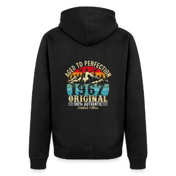 Aged to perfection 1967 original - Unisex Premium Organic Zip Hoodie - black - Back - Nico (187cm)
