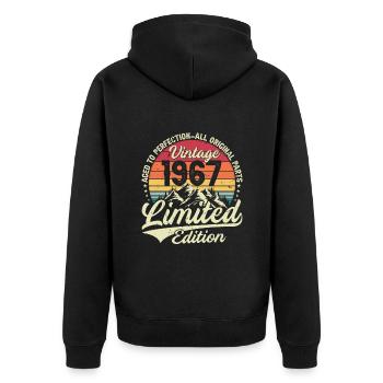 Ernte 1967 Jahrgang 1967 Retro Jubiläum 67 - Unisex Premium Bio Zip Hoodie - Schwarz - Hinten - Nico (187cm)