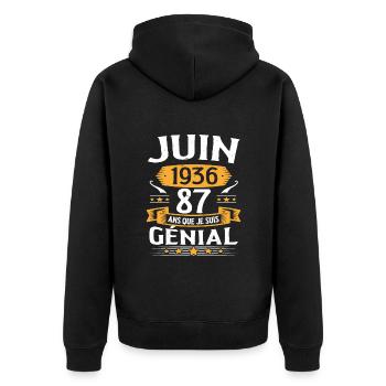 Juin 1936 87 Ans Que Je Suis Génial Anniversaire - Veste à capuche bio Premium Unisexe - noir - Dos - Nico (187cm)