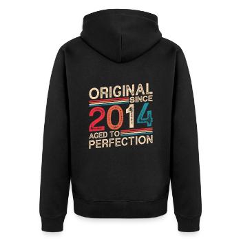 Original 2014 Geburtstag Vintage Geschenkidee - Unisex Premium Bio Zip Hoodie - Schwarz - Hinten - Nico (187cm)