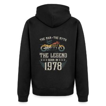 Der Mann der Mythos Die 1978 geborene Legende Geschenk - Unisex Premium Bio Zip Hoodie - Schwarz - Hinten - Nico (187cm)