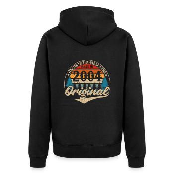 Vintage Geburtstag Geschenkidee Original 2004 - Unisex Premium Bio Zip Hoodie - Schwarz - Hinten - Nico (187cm)