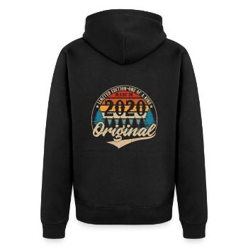 Original Vintage Geburtstag Geschenkidee 2020 - Unisex Premium Bio Zip Hoodie - Schwarz - Hinten - Nico (187cm)