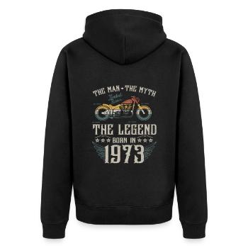 Der Mann der Mythos die Legende geboren 1973 Geschenk - Unisex Premium Bio Zip Hoodie - Schwarz - Hinten - Nico (187cm)