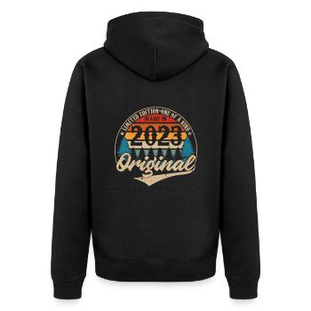 Original Vintage Geburtstag Geschenkidee 2023 - Unisex Premium Bio Zip Hoodie - Schwarz - Hinten - Nico (187cm)