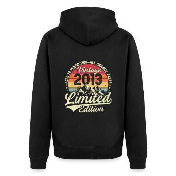Anniversary 2013 Vintage Born in 2013 Vintage Best - Unisex Premium Organic Zip Hoodie - black - Back - Nico (187cm)