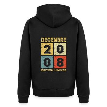 Anniversaire Vintage Idée Cadeau Décembre 2008 - Veste à capuche bio Premium Unisexe - noir - Dos - Nico (187cm)