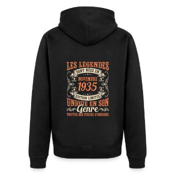 Les Légendes Sont Nées En Novembre 1935 Cadeau - Veste à capuche bio Premium Unisexe - noir - Dos - Nico (187cm)