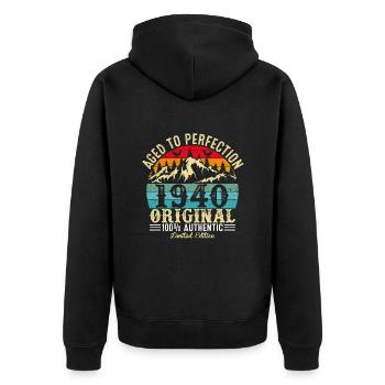 Aged to perfection 1940 Original - Unisex Premium Organic Zip Hoodie - black - Back - Nico (187cm)