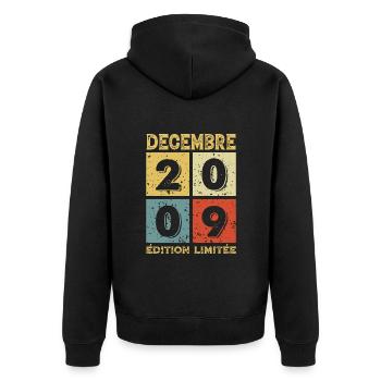 Anniversaire Vintage Idée Cadeau Décembre 2009 - Veste à capuche bio Premium Unisexe - noir - Dos - Nico (187cm)