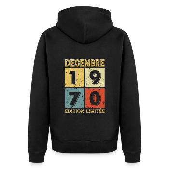 Anniversaire Vintage Idée Cadeau Décembre 1970 - Veste à capuche bio Premium Unisexe - noir - Dos - Nico (187cm)