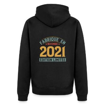 Fabriqué En Novembre 2021 Édition Limitée - Veste à capuche bio Premium Unisexe - noir - Dos - Nico (187cm)