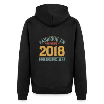 Fabriqué En Novembre 2018 Édition Limitée - Veste à capuche bio Premium Unisexe - noir - Dos - Nico (187cm)