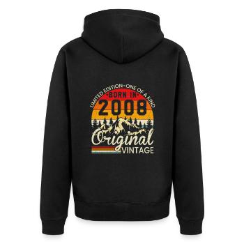 Unique in its kind born in 2008 Original vintage - Unisex Premium Organic Zip Hoodie - black - Back - Nico (187cm)