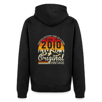 Einzigartig in seiner Art geboren im Jahr 2010 Original Jahrgang - Unisex Premium Bio Zip Hoodie - Schwarz - Hinten - Nico (187cm)