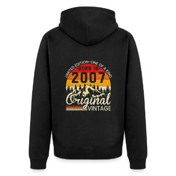 Einzigartig in seiner Art geboren im Jahr 2007 Original Jahrgang - Unisex Premium Bio Zip Hoodie - Schwarz - Hinten - Nico (187cm)