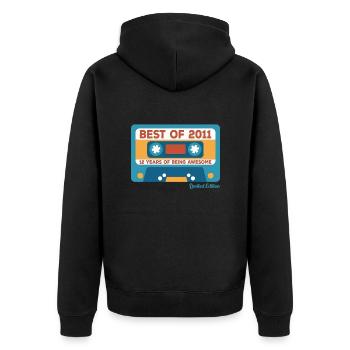 2011 Vintage Vintage Retro Birthday Gift - Unisex Premium Organic Zip Hoodie - black - Back - Nico (187cm)