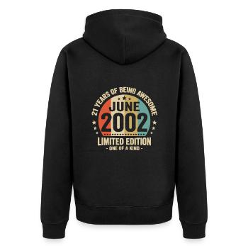 June 2002 21 Years Anniversary Vintage Gift Idea - Unisex Premium Organic Zip Hoodie - black - Back - Nico (187cm)