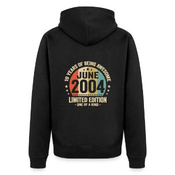 Juin 2004 19 Ans Anniversaire Vintage Idée Cadeau - Veste à capuche bio Premium Unisexe - noir - Dos - Nico (187cm)