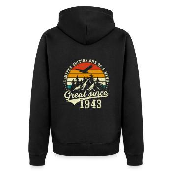 Unique En Son Genre Depuis 1943 - Veste à capuche bio Premium Unisexe - noir - Dos - Nico (187cm)