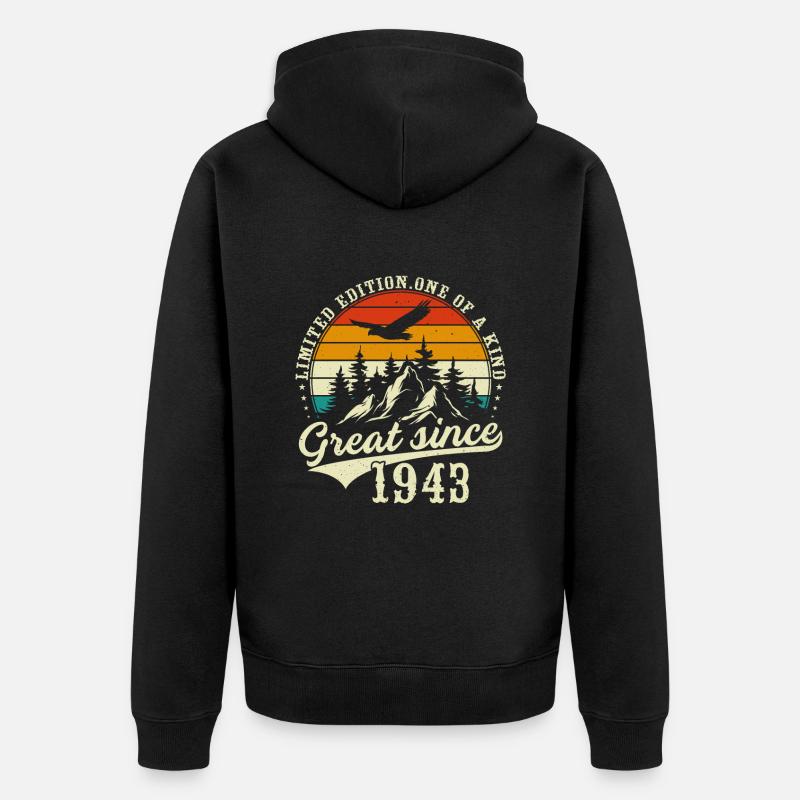 Einzigartig seit 1943 - Unisex Premium Bio Zip Hoodie - Schwarz