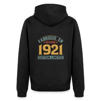 Fabriqué En Décembre 1921 Édition Limitée - Veste à capuche bio Premium Unisexe - noir - Dos - Nico (187cm)