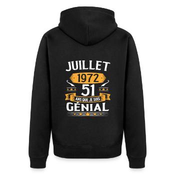 Juillet 1972 51 Ans Que Je Suis Génial Cadeau - Veste à capuche bio Premium Unisexe - noir - Dos - Nico (187cm)