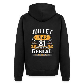 Juillet 1942 81 Ans Que Je Suis Génial Cadeau - Veste à capuche bio Premium Unisexe - noir - Dos - Nico (187cm)