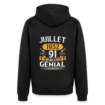 Juillet 1932 91 Ans Que Je Suis Génial Cadeau - Veste à capuche bio Premium Unisexe - noir - Dos - Nico (187cm)