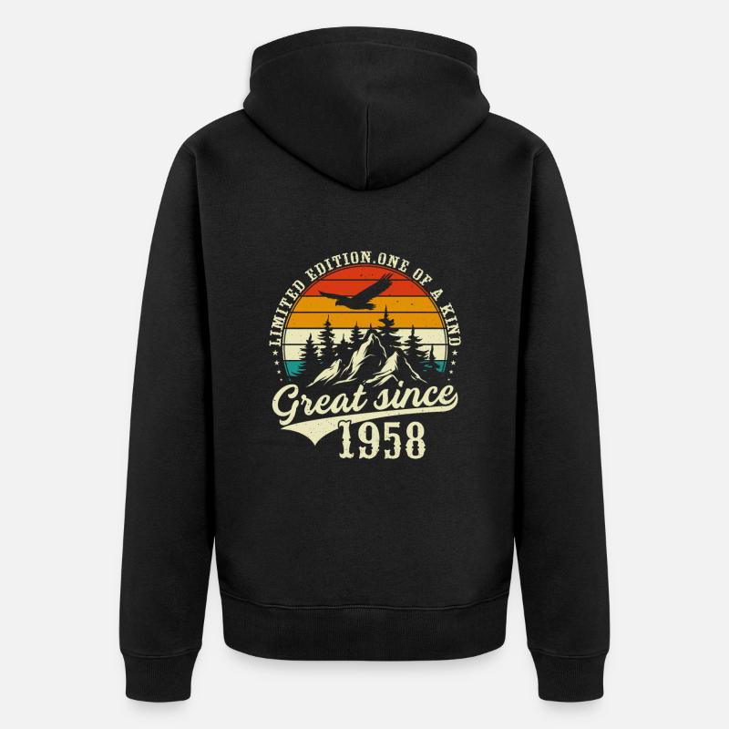 Einzigartig seit 1958 - Unisex Premium Bio Zip Hoodie - Schwarz