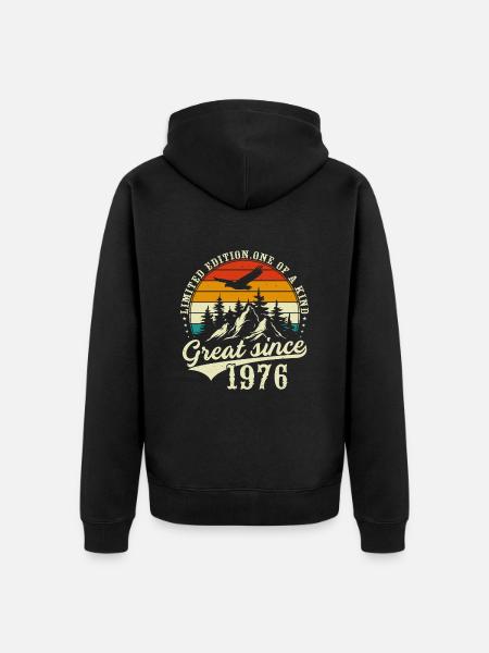 Einzigartig seit 1976 - Unisex Premium Bio Zip Hoodie - Schwarz