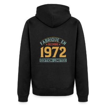 Fabriqué En Décembre 1972 Édition Limitée - Veste à capuche bio Premium Unisexe - noir - Dos - Nico (187cm)