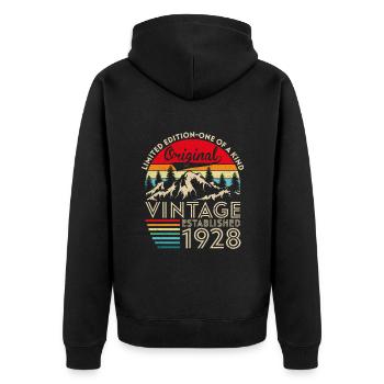 Original Vintage Établi En 1928 Anniversaire - Veste à capuche bio Premium Unisexe - noir - Dos - Nico (187cm)