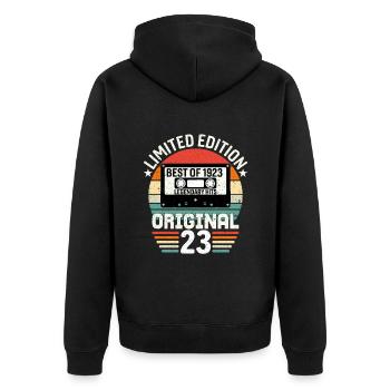 Limited edition of the best of the 1923 original - Unisex Premium Organic Zip Hoodie - black - Back - Nico (187cm)